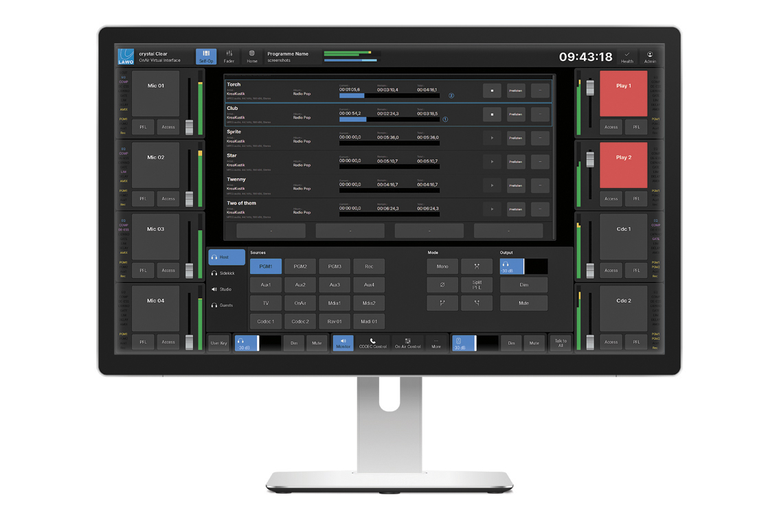 Console software runnnig on a computer screen