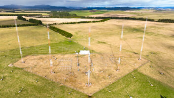 A drone view of the RNZ Pacific shortwave site at Rangitaiki, New Zealand. (Photo courtesy Radio New Zealand.)