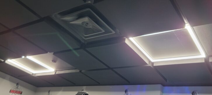 LED light ceiling array in the WOW studio.