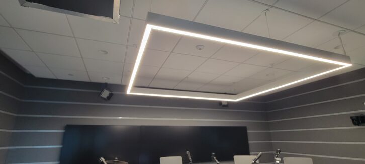 LED lighting array in the iHeartMedia studios in Miami.