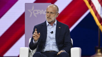 FCC Commissioner Brendan Carr is shown at the Conservative Political Action Conference in National Harbor, Md., last February. Credit: Celal Gunes/Anadolu via Getty Images)