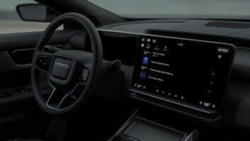 A concept photo of a car dashboard with audio options on the display