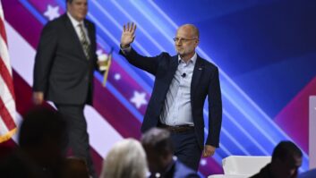 FCC Commissioner Brendan Carr is shown in an appearance at the 2024 Conservative Political Action Conference. Credit: Celal Gunes/Anadolu via Getty Images