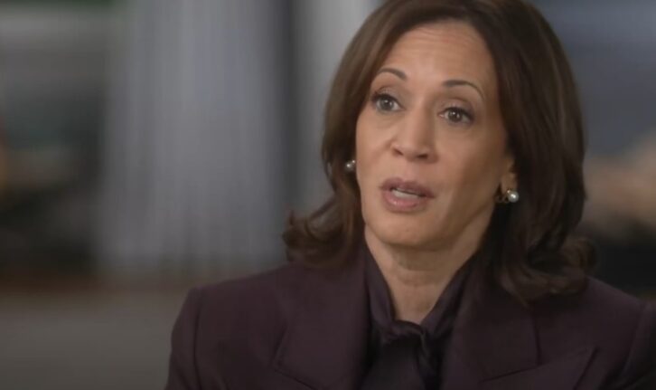 Then-Vice President Kamala Harris is seen in a still from a video interview conducted by "60 Minutes"