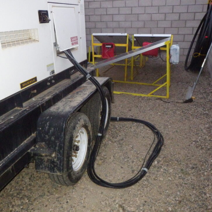 Power and control cables are used to connect the trailer-mounted generator.